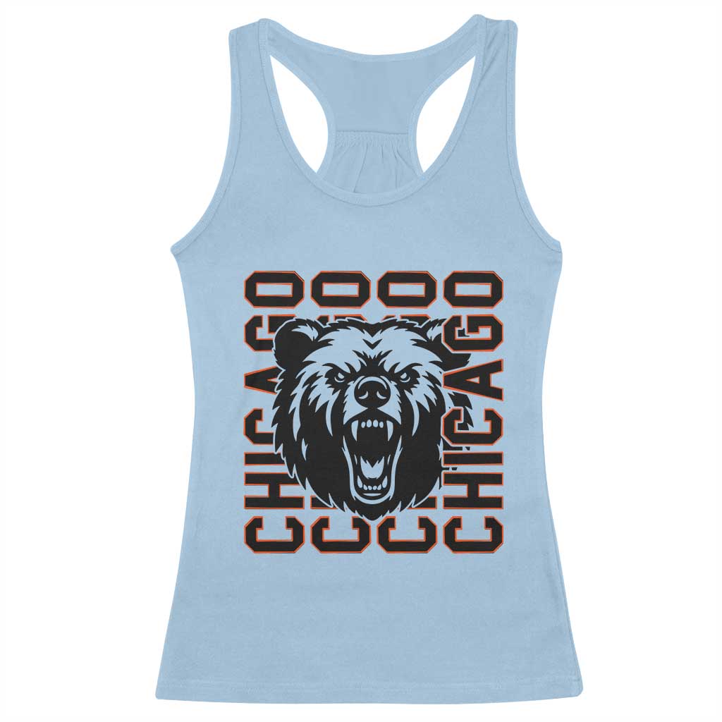 Game Day Football Fan Gift Racerback Tank Top Chicago With Bear - Wonder Print Shop