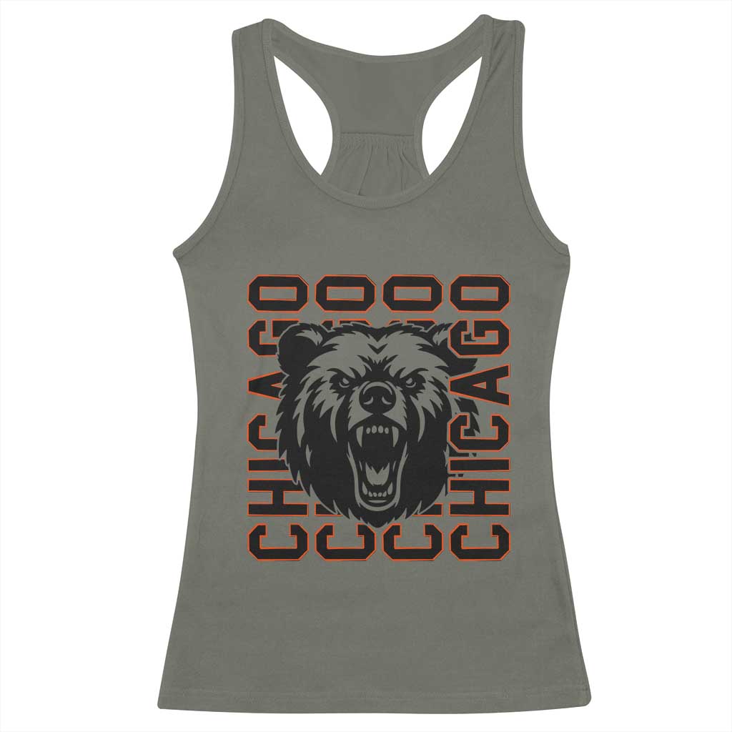 Game Day Football Fan Gift Racerback Tank Top Chicago With Bear - Wonder Print Shop