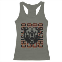 Game Day Football Fan Gift Racerback Tank Top Chicago With Bear - Wonder Print Shop