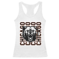 Game Day Football Fan Gift Racerback Tank Top Chicago With Bear - Wonder Print Shop
