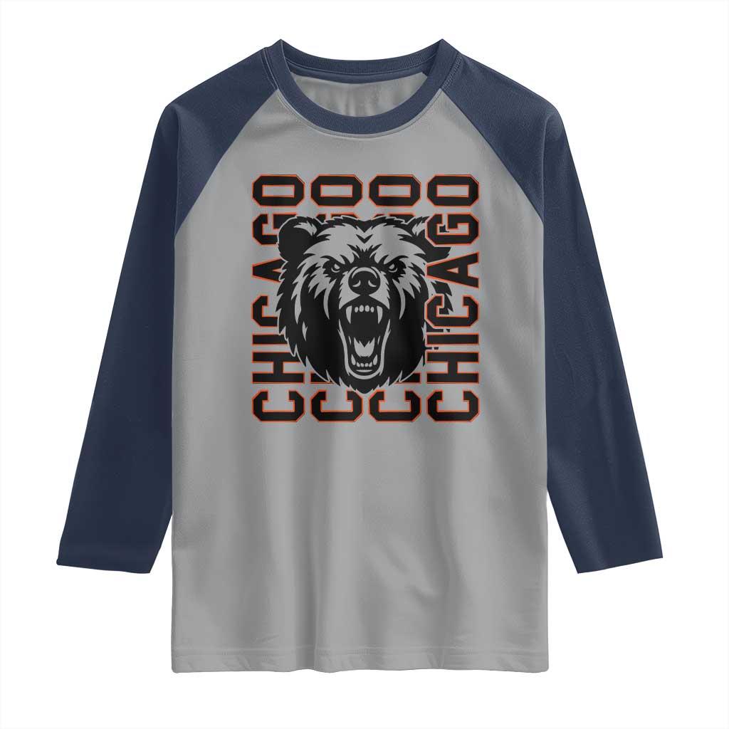 Game Day Football Fan Gift Raglan Shirt Chicago With Bear - Wonder Print Shop