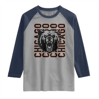 Game Day Football Fan Gift Raglan Shirt Chicago With Bear - Wonder Print Shop