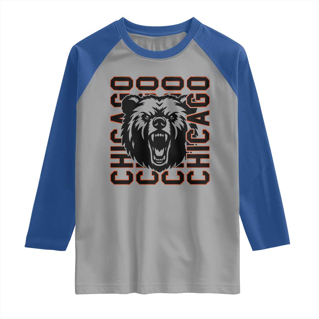 Game Day Football Fan Gift Raglan Shirt Chicago With Bear - Wonder Print Shop