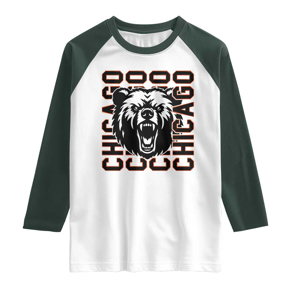 Game Day Football Fan Gift Raglan Shirt Chicago With Bear - Wonder Print Shop