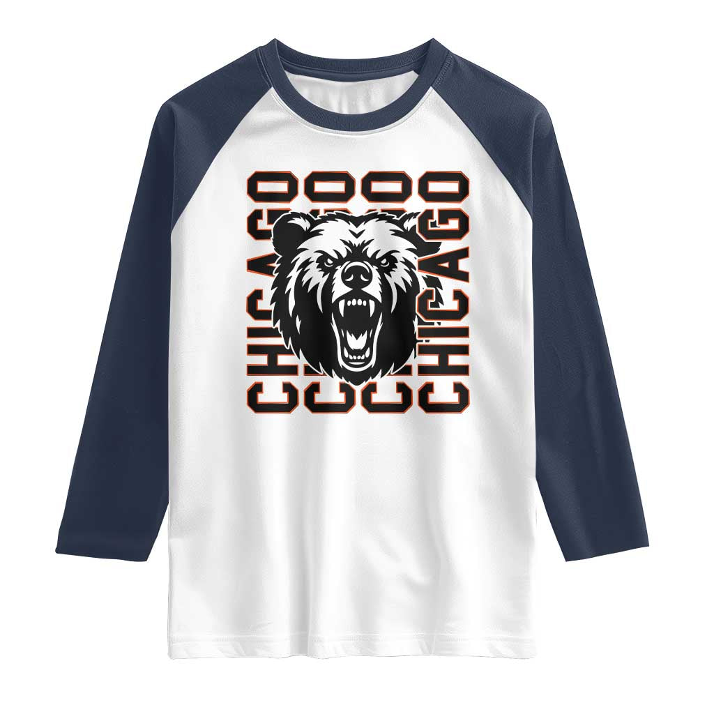 Game Day Football Fan Gift Raglan Shirt Chicago With Bear - Wonder Print Shop