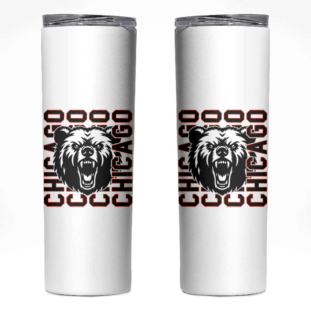 Game Day Football Fan Gift Skinny Tumbler Chicago With Bear - Wonder Print Shop