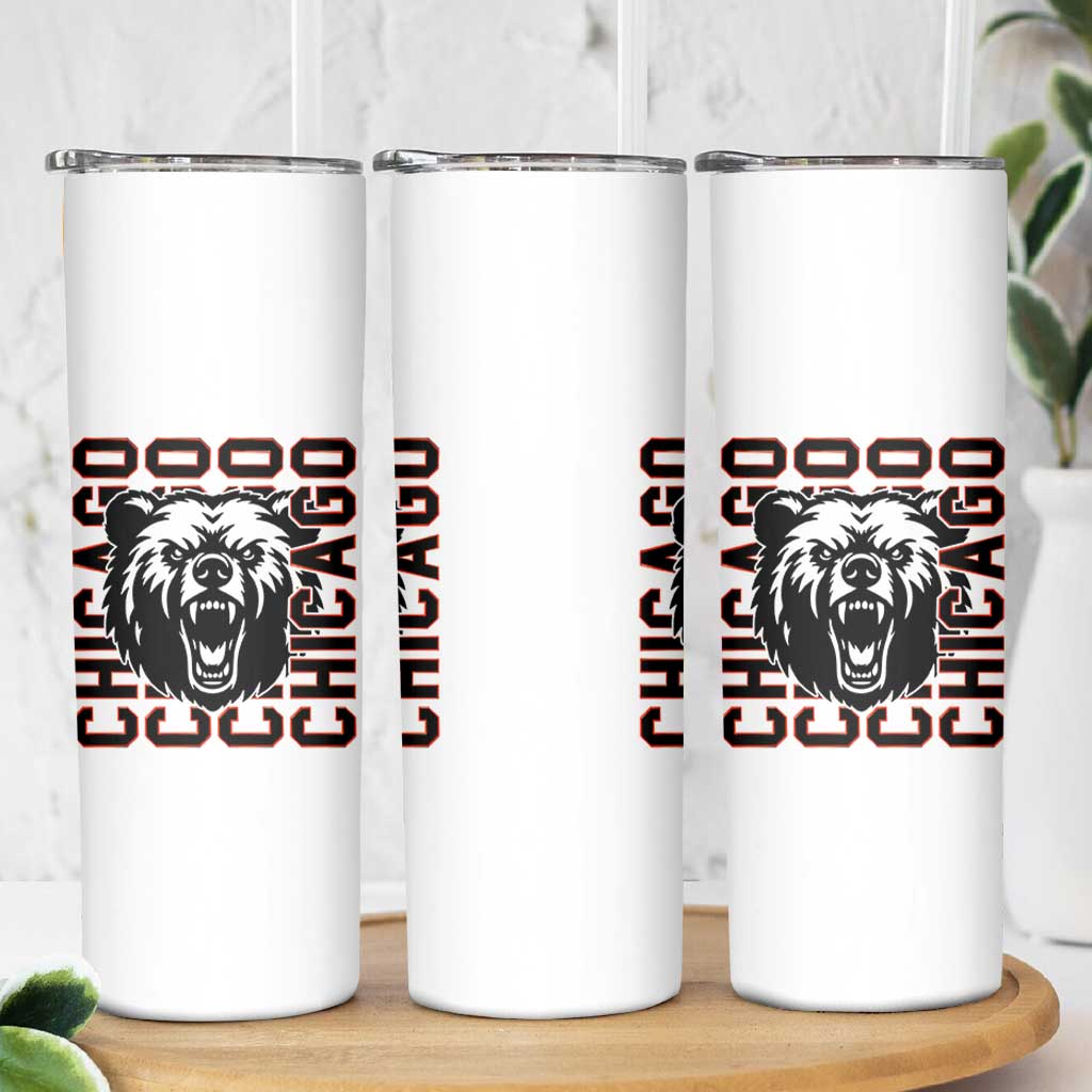 Game Day Football Fan Gift Skinny Tumbler Chicago With Bear - Wonder Print Shop