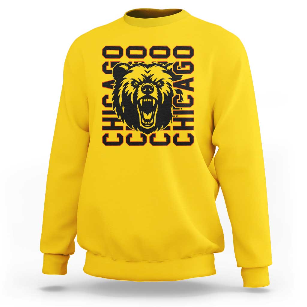 Game Day Football Fan Gift Sweatshirt Chicago With Bear - Wonder Print Shop