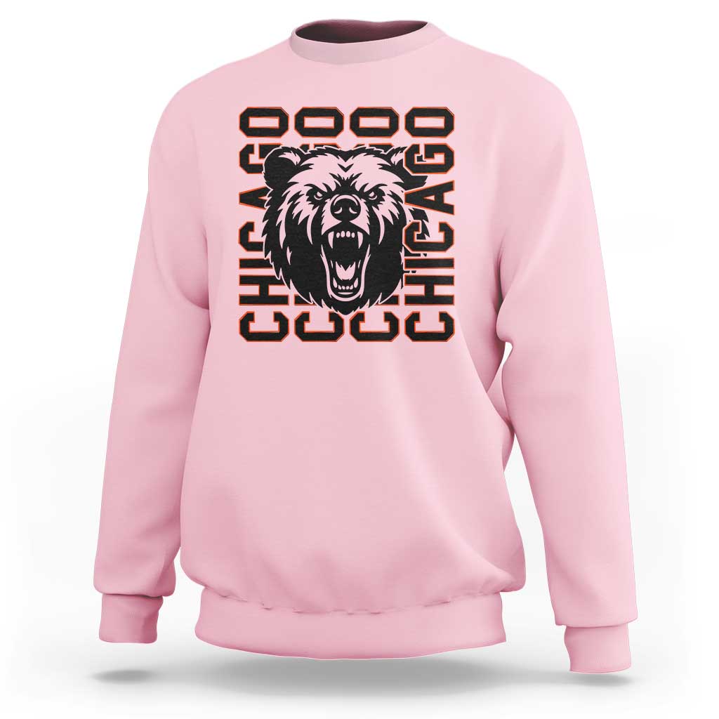 Game Day Football Fan Gift Sweatshirt Chicago With Bear - Wonder Print Shop