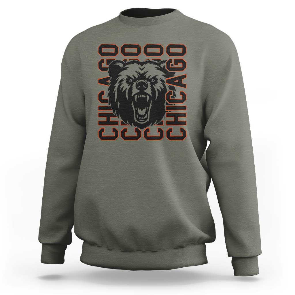 Game Day Football Fan Gift Sweatshirt Chicago With Bear - Wonder Print Shop