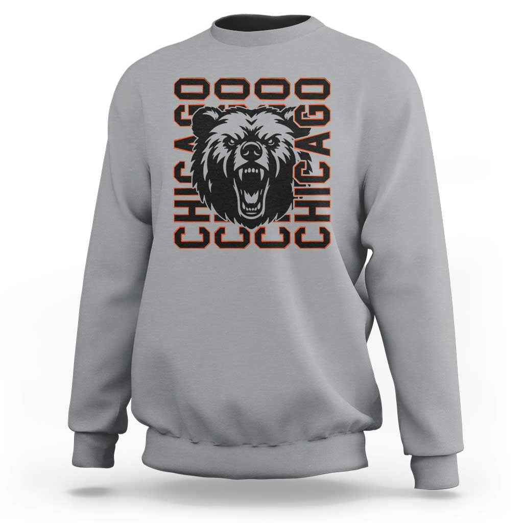 Game Day Football Fan Gift Sweatshirt Chicago With Bear - Wonder Print Shop
