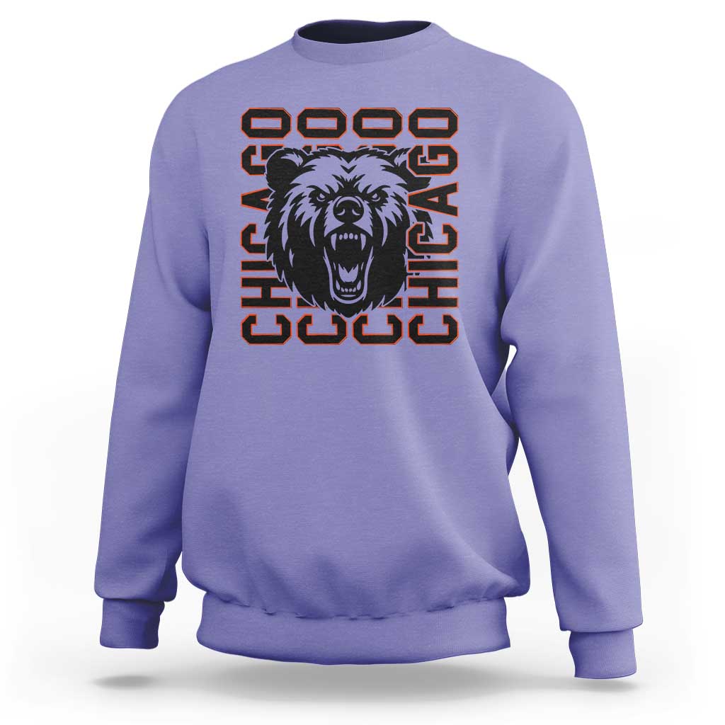 Game Day Football Fan Gift Sweatshirt Chicago With Bear - Wonder Print Shop