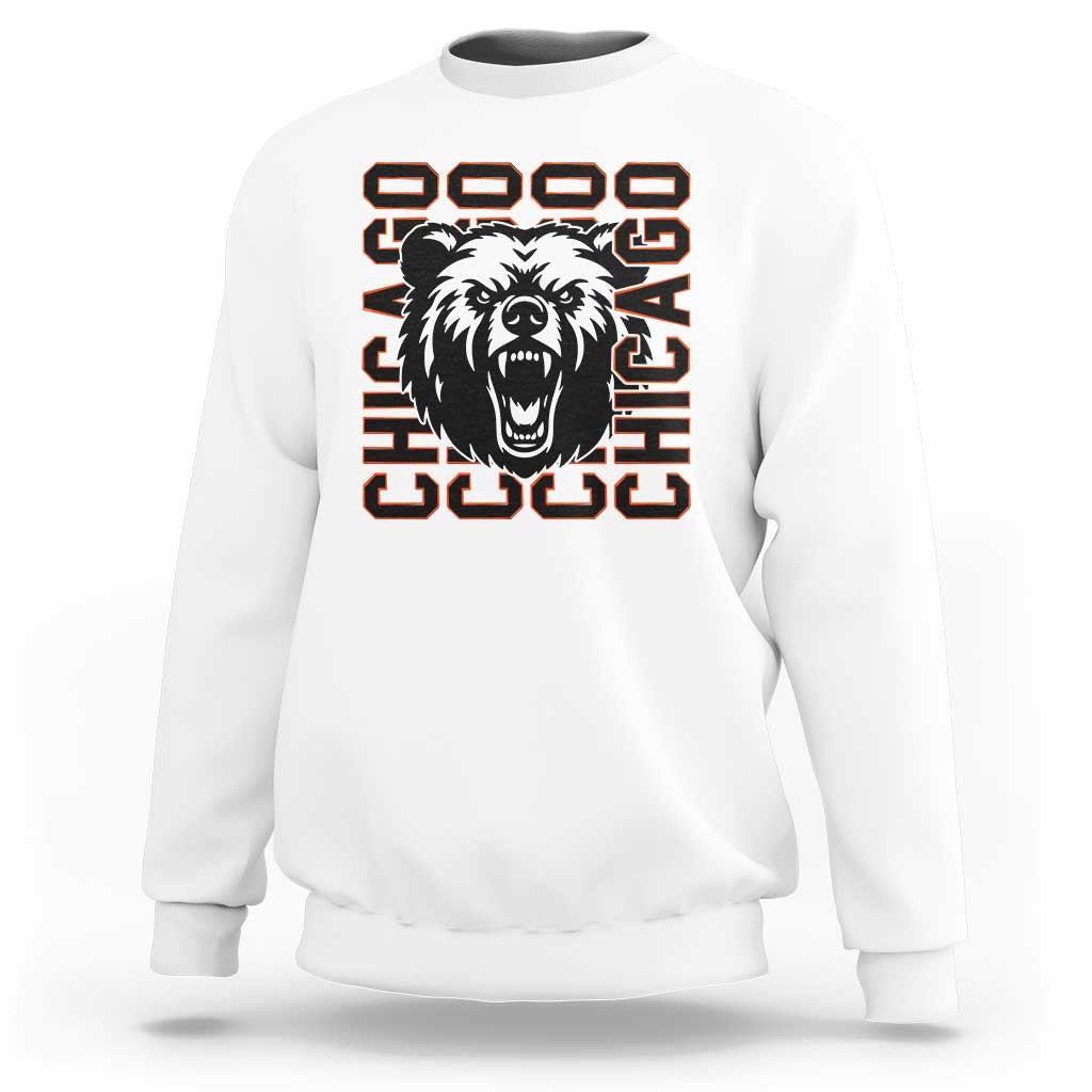 Game Day Football Fan Gift Sweatshirt Chicago With Bear - Wonder Print Shop