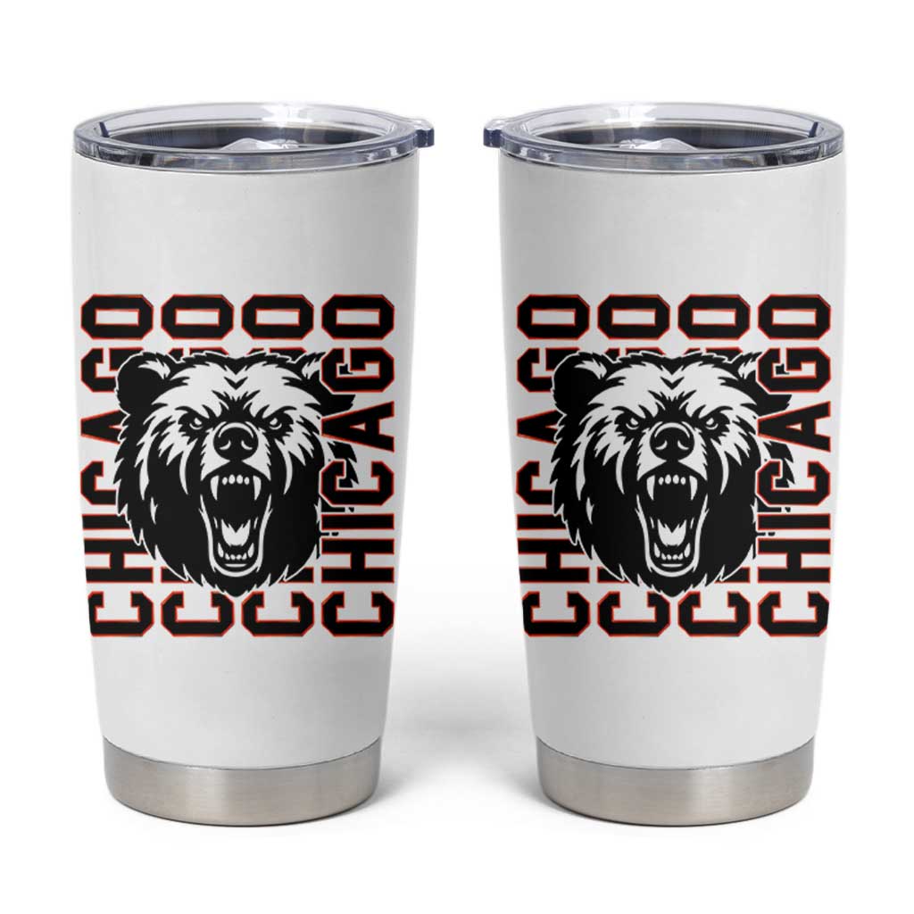 Game Day Football Fan Gift Tumbler Cup Chicago With Bear - Wonder Print Shop
