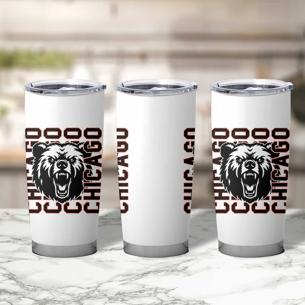 Game Day Football Fan Gift Tumbler Cup Chicago With Bear - Wonder Print Shop