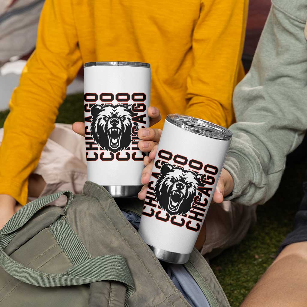 Game Day Football Fan Gift Tumbler Cup Chicago With Bear - Wonder Print Shop