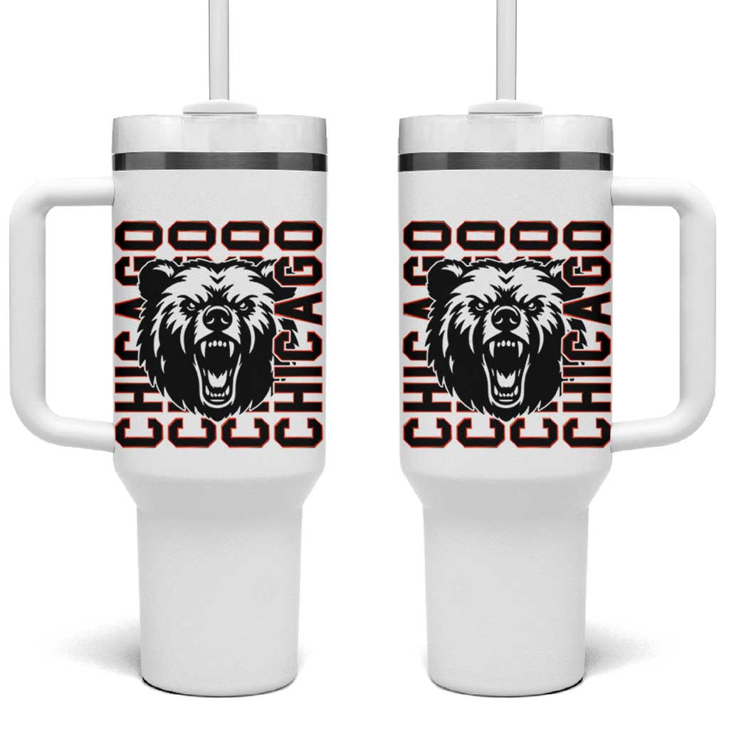 Game Day Football Fan Gift Tumbler With Handle Chicago With Bear - Wonder Print Shop