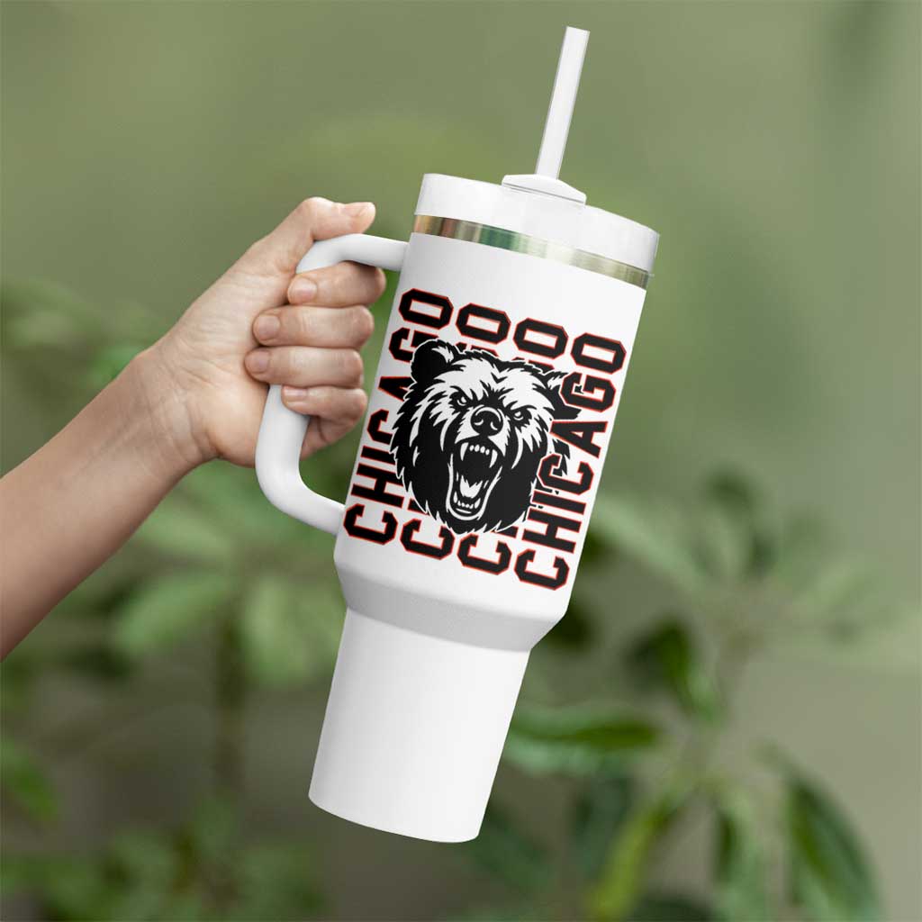 Game Day Football Fan Gift Tumbler With Handle Chicago With Bear - Wonder Print Shop