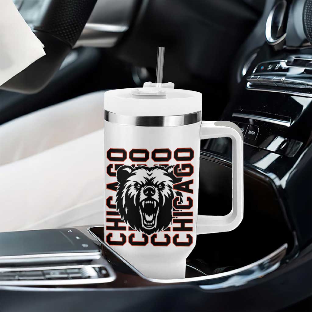 Game Day Football Fan Gift Tumbler With Handle Chicago With Bear - Wonder Print Shop