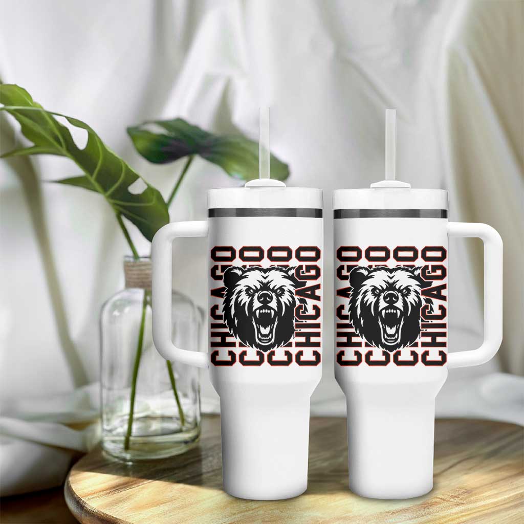Game Day Football Fan Gift Tumbler With Handle Chicago With Bear - Wonder Print Shop