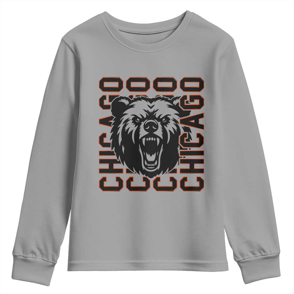 Game Day Football Fan Gift Youth Sweatshirt Chicago With Bear - Wonder Print Shop