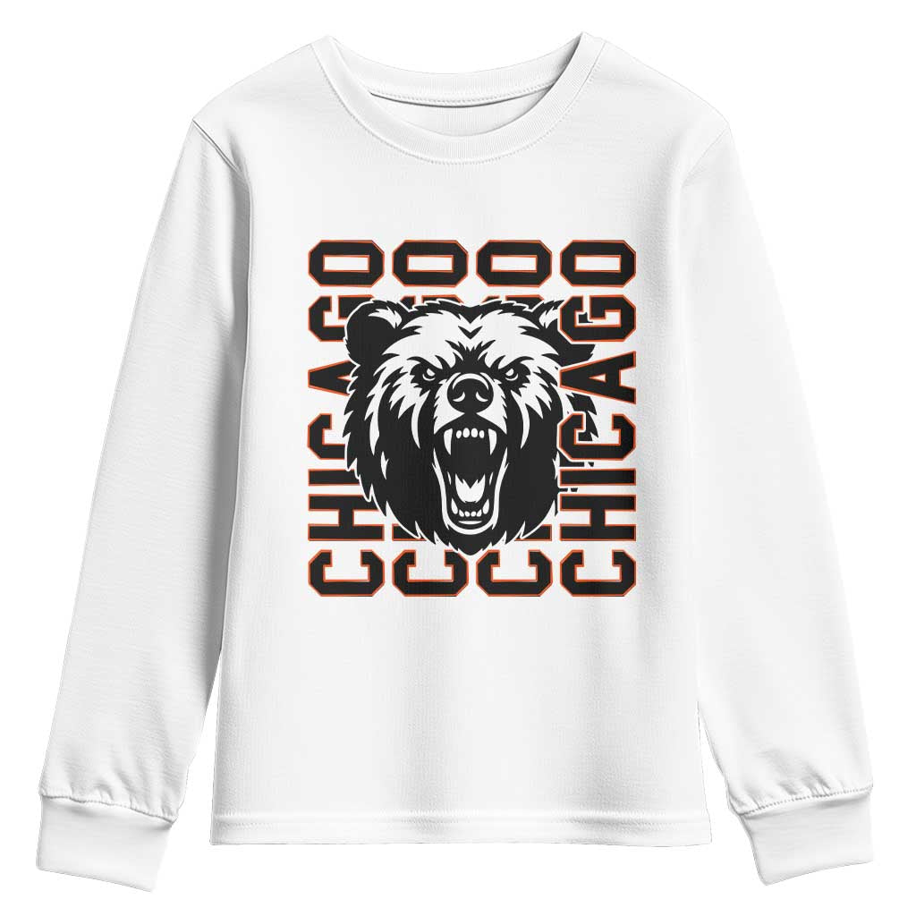Game Day Football Fan Gift Youth Sweatshirt Chicago With Bear - Wonder Print Shop