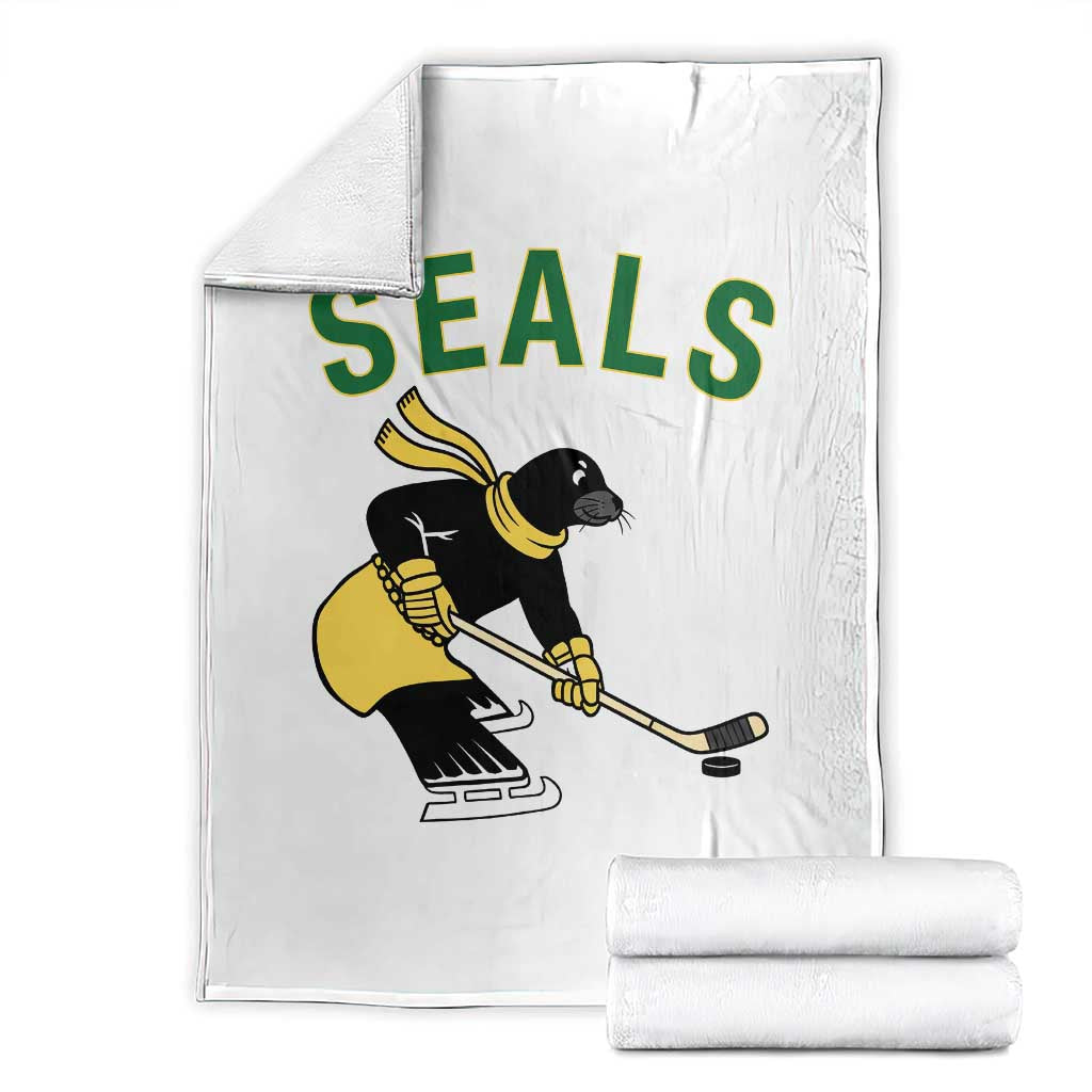 Funny Seal Ice Hockey Player Throw Blanket Winter Sports Gift - Wonder Print Shop