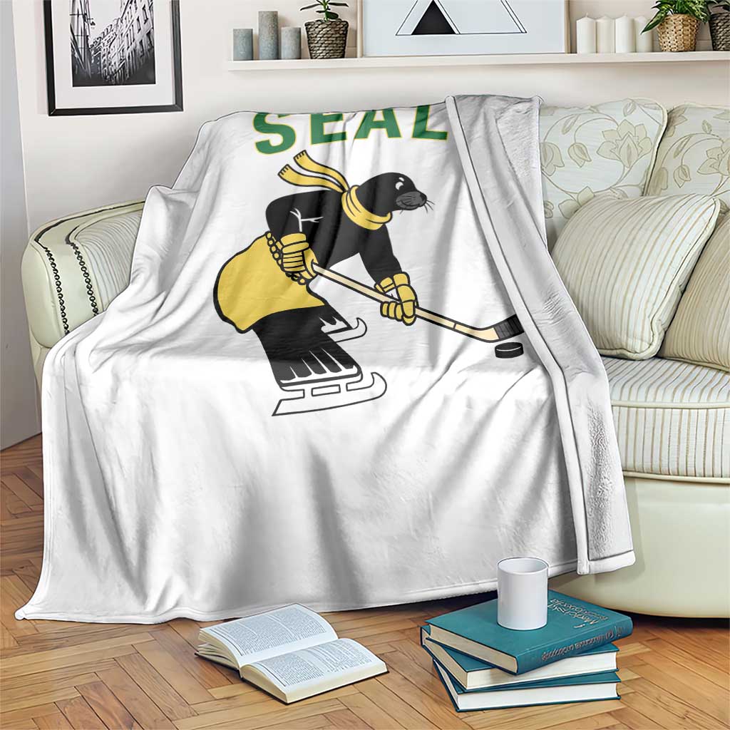 Funny Seal Ice Hockey Player Throw Blanket Winter Sports Gift - Wonder Print Shop