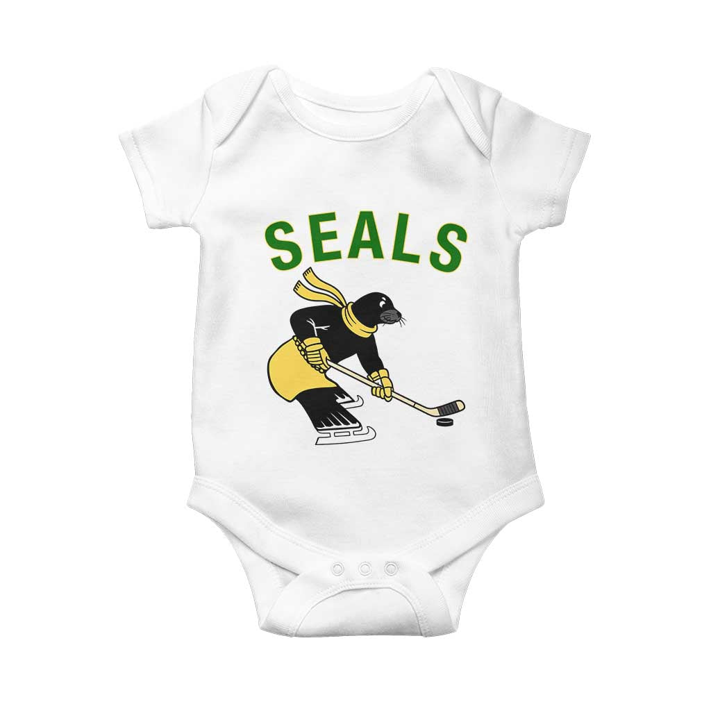 Funny Seal Ice Hockey Player Baby Onesie Winter Sports Gift - Wonder Print Shop