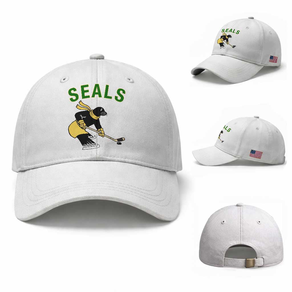 Funny Seal Ice Hockey Player Baseball Cap Winter Sports Gift
