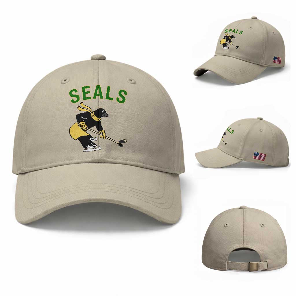 Funny Seal Ice Hockey Player Baseball Cap Winter Sports Gift