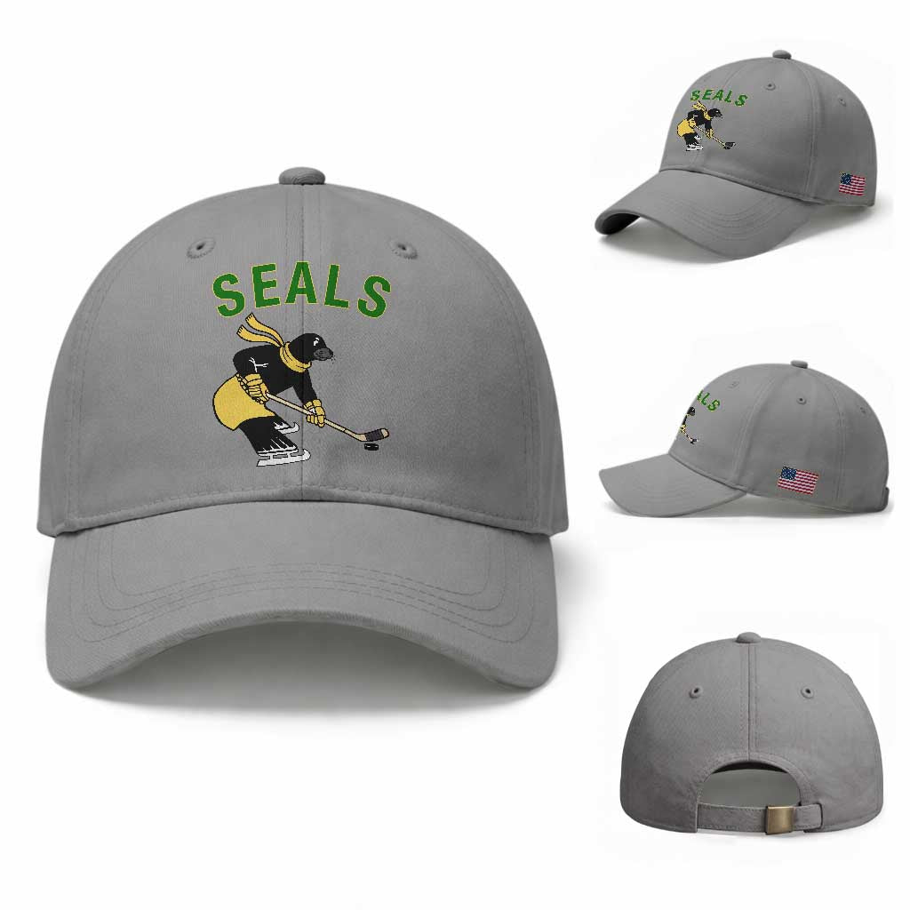 Funny Seal Ice Hockey Player Baseball Cap Winter Sports Gift