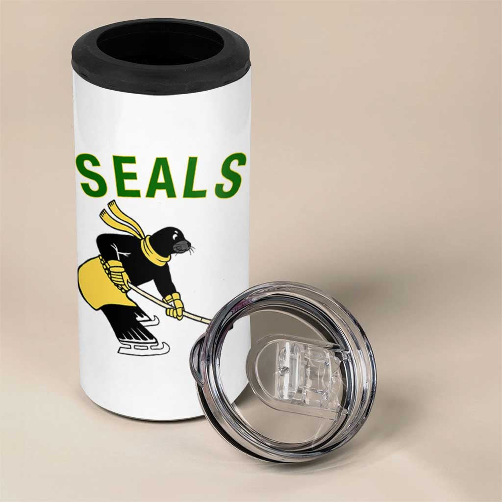 Funny Seal Ice Hockey Player 4 in 1 Can Cooler Tumbler Winter Sports Gift - Wonder Print Shop