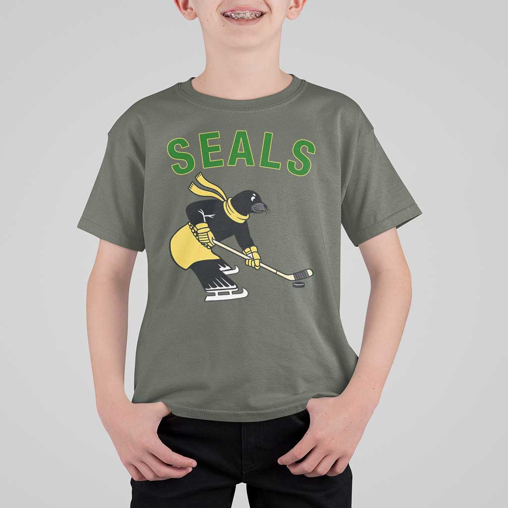 Funny Seal Ice Hockey Player T Shirt For Kid Winter Sports Gift - Wonder Print Shop