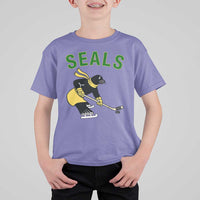 Funny Seal Ice Hockey Player T Shirt For Kid Winter Sports Gift - Wonder Print Shop