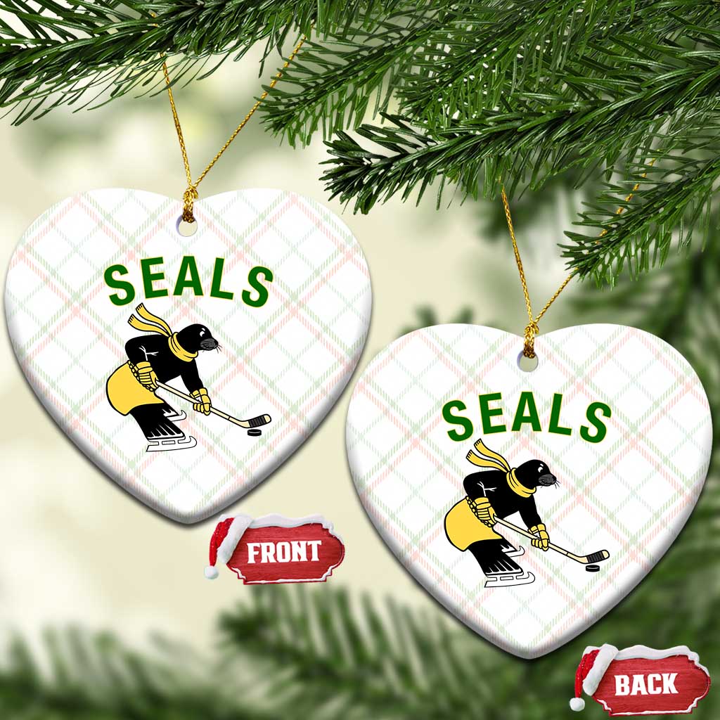 Funny Seal Ice Hockey Player Ceramic Ornament Winter Sports Gift - Wonder Print Shop