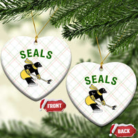 Funny Seal Ice Hockey Player Ceramic Ornament Winter Sports Gift - Wonder Print Shop