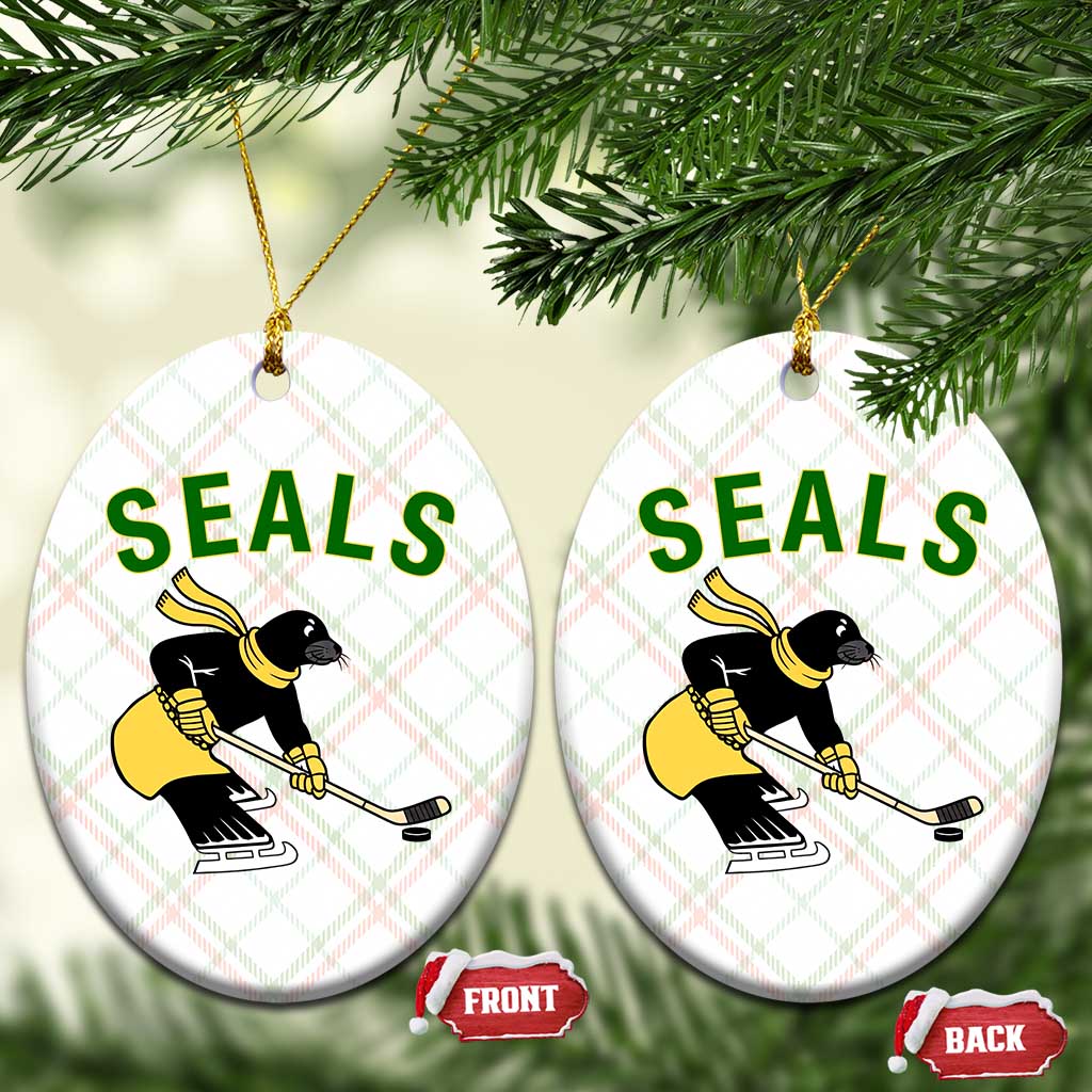 Funny Seal Ice Hockey Player Ceramic Ornament Winter Sports Gift - Wonder Print Shop
