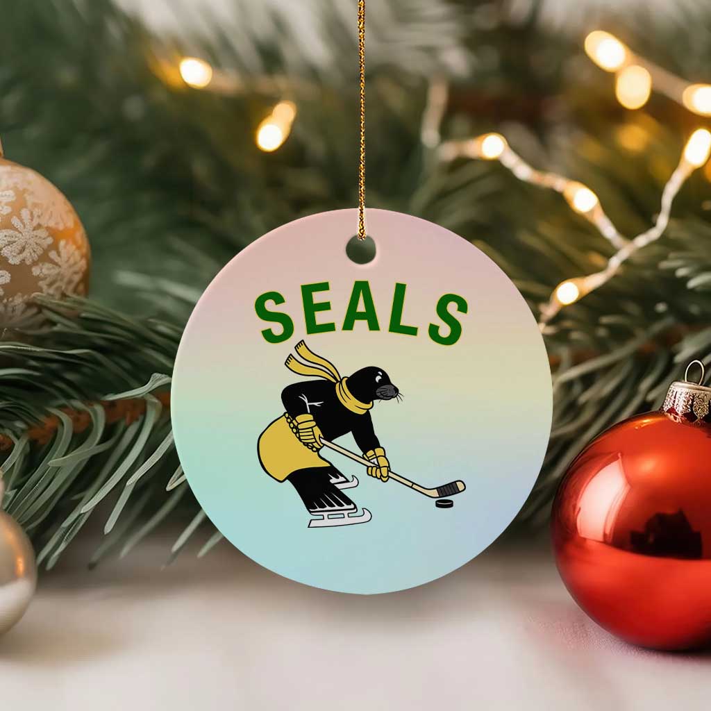 Funny Seal Ice Hockey Player Ceramic Ornament Winter Sports Gift - Wonder Print Shop