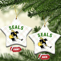 Funny Seal Ice Hockey Player Ceramic Ornament Winter Sports Gift - Wonder Print Shop