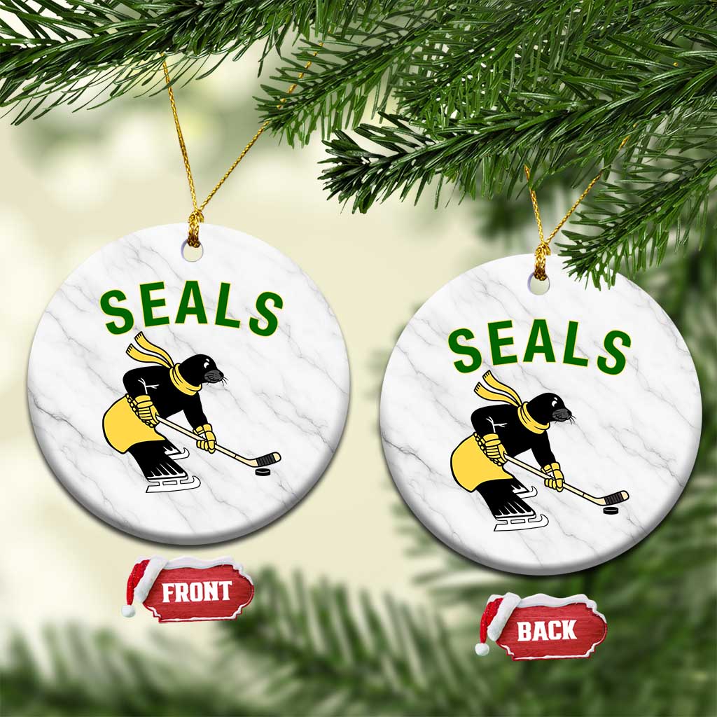 Funny Seal Ice Hockey Player Ceramic Ornament Winter Sports Gift - Wonder Print Shop