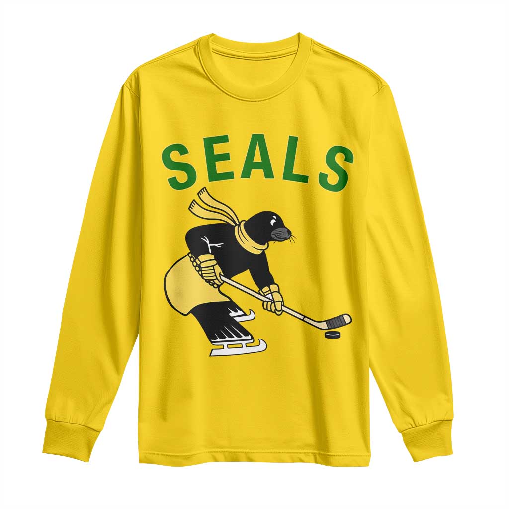 Funny Seal Ice Hockey Player Long Sleeve Shirt Winter Sports Gift - Wonder Print Shop