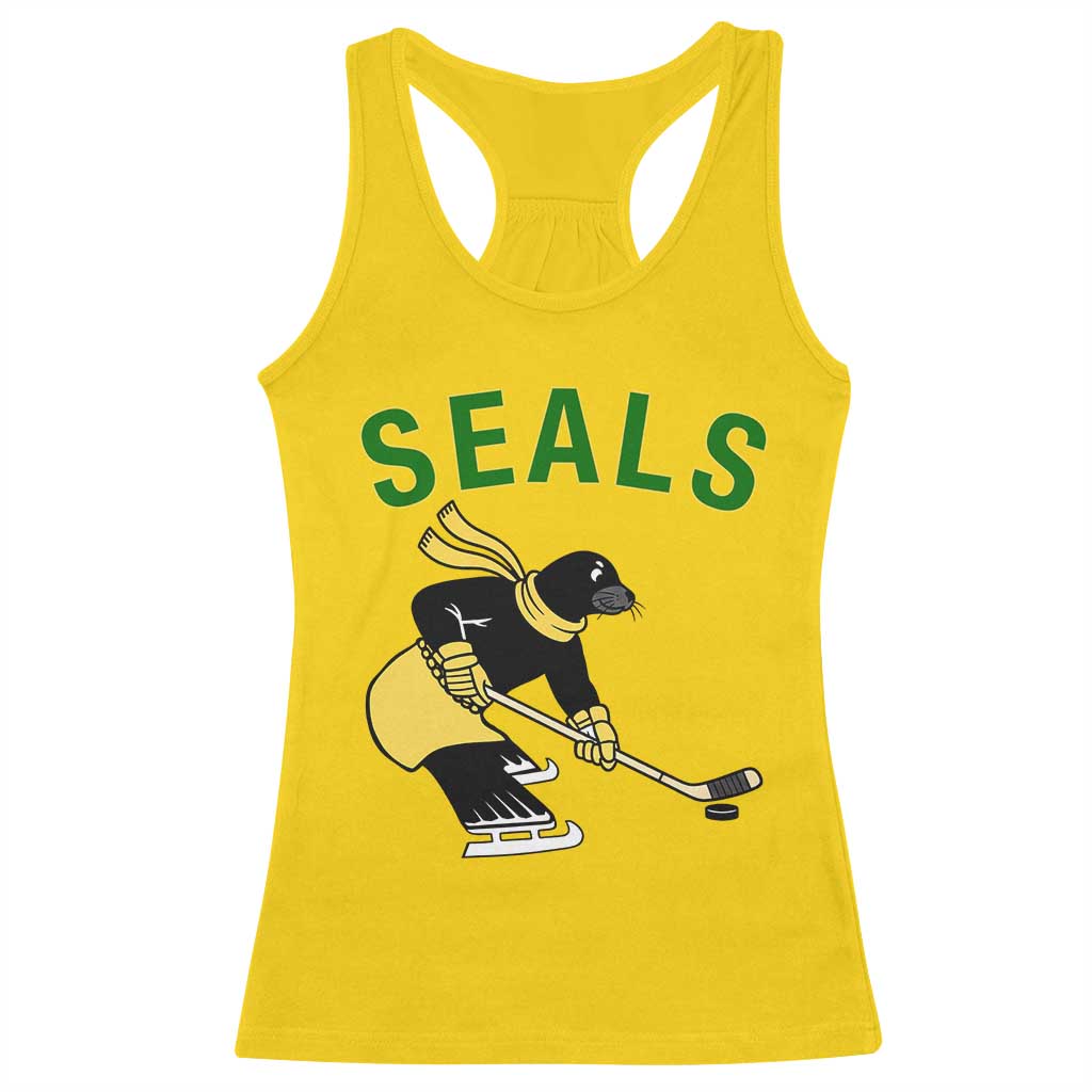 Funny Seal Ice Hockey Player Racerback Tank Top Winter Sports Gift - Wonder Print Shop