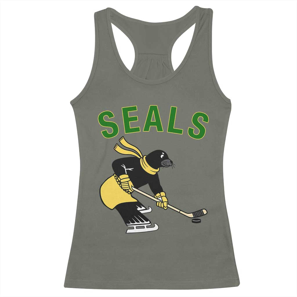 Funny Seal Ice Hockey Player Racerback Tank Top Winter Sports Gift - Wonder Print Shop