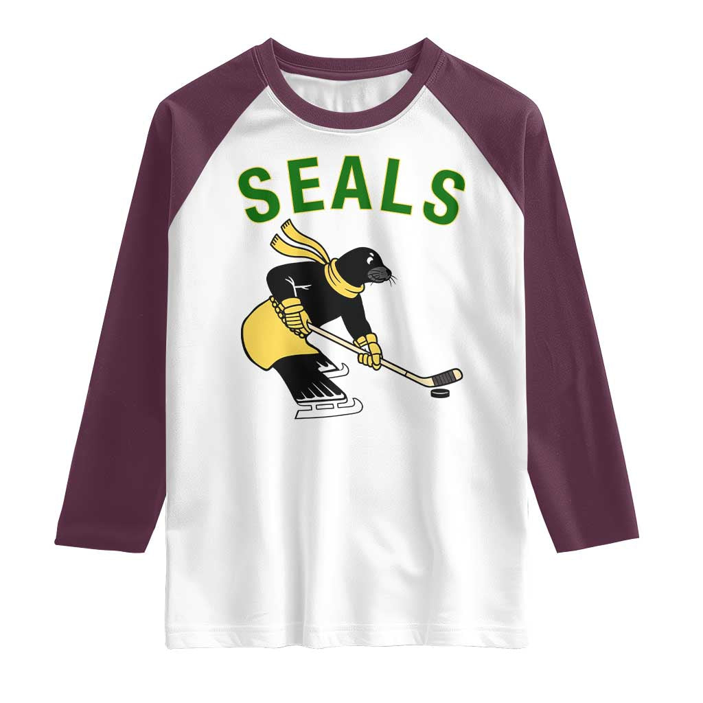 Funny Seal Ice Hockey Player Raglan Shirt Winter Sports Gift - Wonder Print Shop