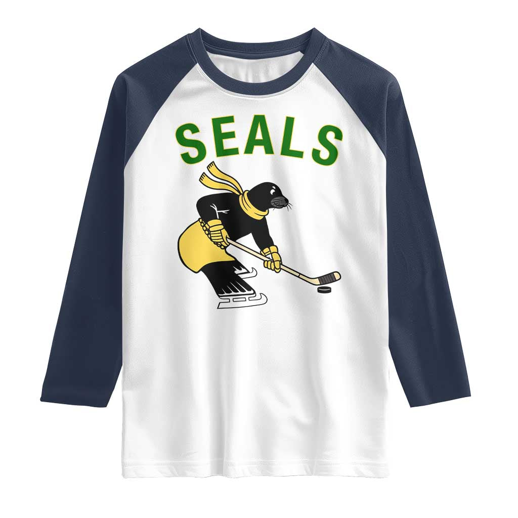 Funny Seal Ice Hockey Player Raglan Shirt Winter Sports Gift - Wonder Print Shop