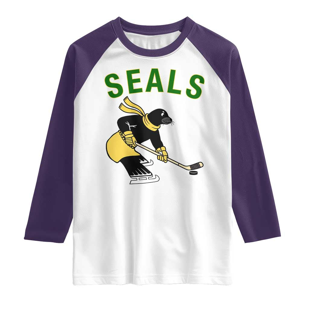 Funny Seal Ice Hockey Player Raglan Shirt Winter Sports Gift - Wonder Print Shop