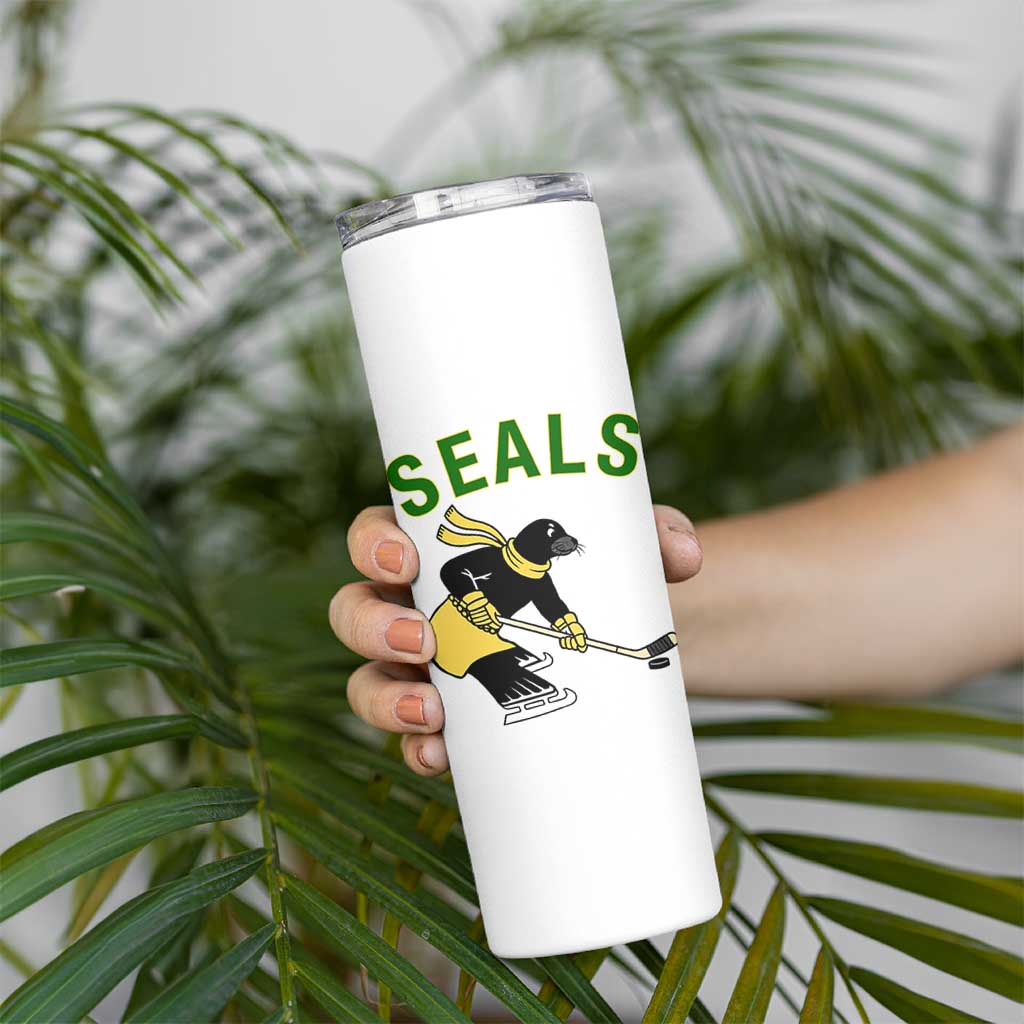 Funny Seal Ice Hockey Player Skinny Tumbler Winter Sports Gift - Wonder Print Shop