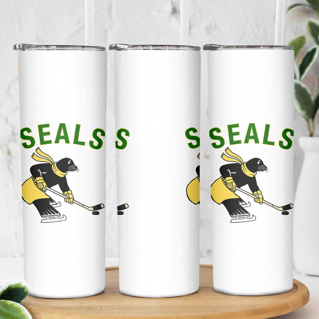 Funny Seal Ice Hockey Player Skinny Tumbler Winter Sports Gift - Wonder Print Shop