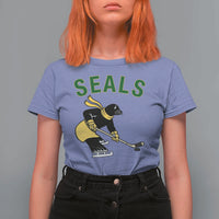 Funny Seal Ice Hockey Player T Shirt For Women Winter Sports Gift - Wonder Print Shop